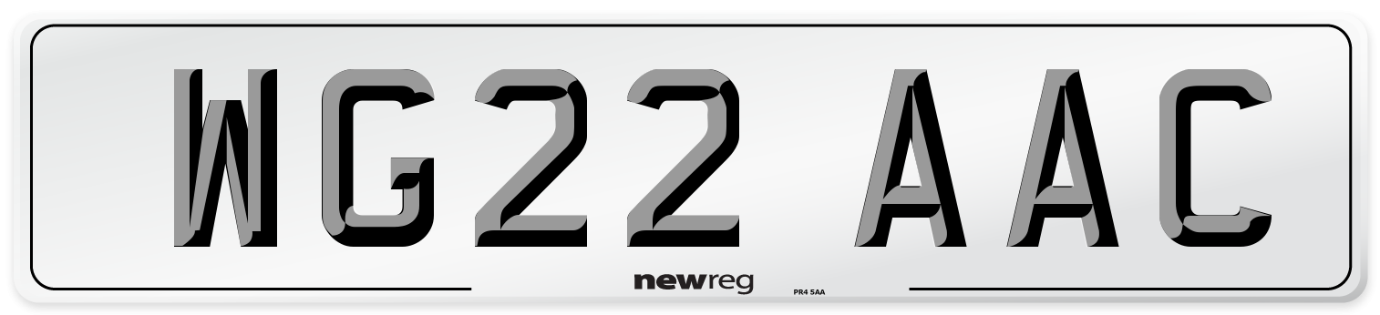 WG22 AAC Number Plate from New Reg